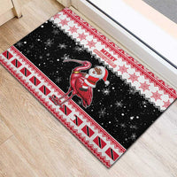 Trinidad And Tobago Christmas Rubber Doormat Funny Santa Riding Scarlet Ibis - Wonder Print Shop