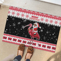 Trinidad And Tobago Christmas Rubber Doormat Funny Santa Riding Scarlet Ibis - Wonder Print Shop