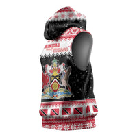 Trinidad And Tobago Christmas Sleeveless Hoodie Funny Santa Riding Scarlet Ibis - Wonder Print Shop