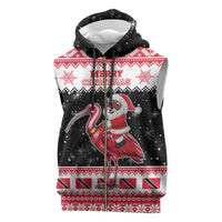 Trinidad And Tobago Christmas Sleeveless Zip Hoodie Funny Santa Riding Scarlet Ibis - Wonder Print Shop