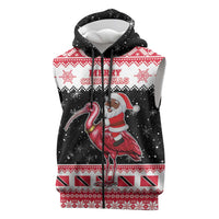 Trinidad And Tobago Christmas Sleeveless Zip Hoodie Funny Santa Riding Scarlet Ibis - Wonder Print Shop