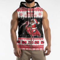 Trinidad And Tobago Christmas Sleeveless Zip Hoodie Funny Santa Riding Scarlet Ibis - Wonder Print Shop