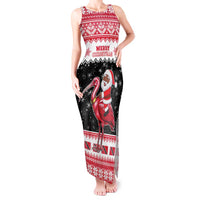 Trinidad And Tobago Christmas Tank Maxi Dress Funny Santa Riding Scarlet Ibis - Wonder Print Shop