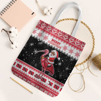 Trinidad And Tobago Christmas Tote Bag Funny Santa Riding Scarlet Ibis - Wonder Print Shop