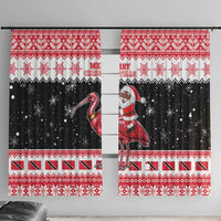Trinidad And Tobago Christmas Window Curtain Funny Santa Riding Scarlet Ibis - Wonder Print Shop