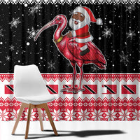 Trinidad And Tobago Christmas Window Curtain Funny Santa Riding Scarlet Ibis - Wonder Print Shop
