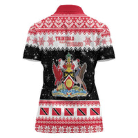 Trinidad And Tobago Christmas Women Polo Shirt Funny Santa Riding Scarlet Ibis - Wonder Print Shop