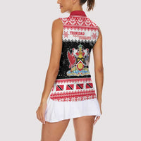 Trinidad And Tobago Christmas Women Sleeveless Polo Shirt Funny Santa Riding Scarlet Ibis - Wonder Print Shop