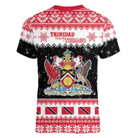 Trinidad And Tobago Christmas Women V-Neck T-Shirt Funny Santa Riding Scarlet Ibis - Wonder Print Shop