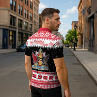 Trinidad And Tobago Christmas Zipper Polo Shirt Funny Santa Riding Scarlet Ibis LT05