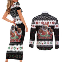 South Africa Christmas Couples Matching Short Sleeve Bodycon Dress and Long Sleeve Button Shirt Hip Hop Santa Claus LT05 - Wonder Print Shop