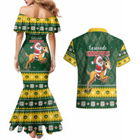 South Africa Christmas Couples Matching Mermaid Dress and Hawaiian Shirt Funny Santa Riding Springbok LT05 - Wonder Print Shop