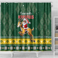 South Africa Christmas Shower Curtain Funny Santa Riding Springbok