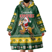 South Africa Christmas Wearable Blanket Hoodie Funny Santa Riding Springbok LT05 - Wonder Print Shop