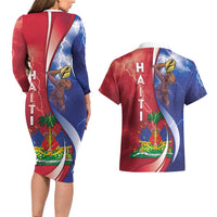 Haiti Independence Day Couples Matching Long Sleeve Bodycon Dress and Hawaiian Shirt The First Black Independent Nation - Wonder Print Shop