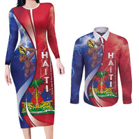 Haiti Independence Day Couples Matching Long Sleeve Bodycon Dress and Long Sleeve Button Shirt The First Black Independent Nation - Wonder Print Shop