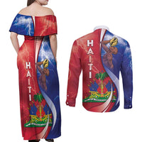 Haiti Independence Day Couples Matching Off Shoulder Maxi Dress and Long Sleeve Button Shirt The First Black Independent Nation - Wonder Print Shop