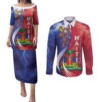 Haiti Independence Day Couples Matching Puletasi and Long Sleeve Button Shirt The First Black Independent Nation - Wonder Print Shop