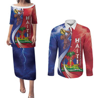 Haiti Independence Day Couples Matching Puletasi and Long Sleeve Button Shirt The First Black Independent Nation - Wonder Print Shop