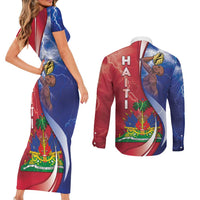 Haiti Independence Day Couples Matching Short Sleeve Bodycon Dress and Long Sleeve Button Shirt The First Black Independent Nation - Wonder Print Shop