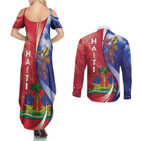 Haiti Independence Day Couples Matching Summer Maxi Dress and Long Sleeve Button Shirt The First Black Independent Nation - Wonder Print Shop
