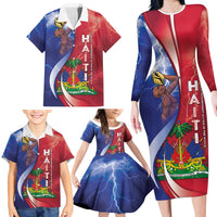 Haiti Independence Day Family Matching Long Sleeve Bodycon Dress and Hawaiian Shirt The First Black Independent Nation - Wonder Print Shop