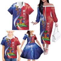 Haiti Independence Day Family Matching Off The Shoulder Long Sleeve Dress and Hawaiian Shirt The First Black Independent Nation - Wonder Print Shop