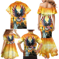 United States Fourth Of July Family Matching Mermaid Dress and Hawaiian Shirt Happy Independence Day