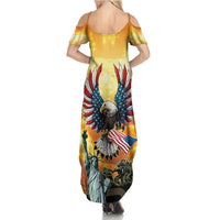 United States Fourth Of July Family Matching Summer Maxi Dress and Hawaiian Shirt Happy Independence Day