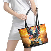 United States Fourth Of July Leather Tote Bag Happy Independence Day