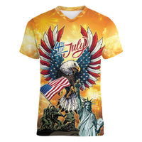 United States Fourth Of July Women V-Neck T-Shirt Happy Independence Day