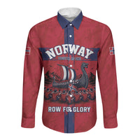 Custom Norge Football 2026 Long Sleeve Button Shirt Row For Glory