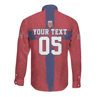Custom Norge Football 2026 Long Sleeve Button Shirt Row For Glory