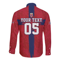 Custom Norge Football 2026 Long Sleeve Button Shirt Row For Glory