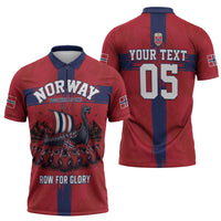 Custom Norge Football 2026 Zipper Polo Shirt Row For Glory