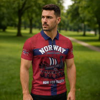 Custom Norge Football 2026 Zipper Polo Shirt Row For Glory