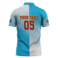 Custom DR Congo Football 2026 Zipper Polo Shirt Fimbu Na Fimbu
