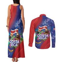 Costa Rica Independence Day Couples Matching Tank Maxi Dress and Long Sleeve Button Shirt 204 Years Of Freedom - Wonder Print Shop