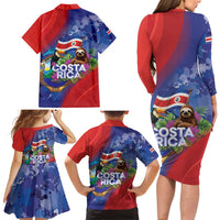Costa Rica Independence Day Family Matching Long Sleeve Bodycon Dress and Hawaiian Shirt 204 Years Of Freedom - Wonder Print Shop