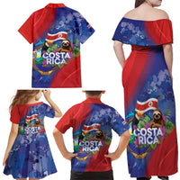 Costa Rica Independence Day Family Matching Off Shoulder Maxi Dress and Hawaiian Shirt 204 Years Of Freedom - Wonder Print Shop