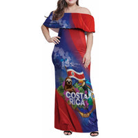 Costa Rica Independence Day Family Matching Off Shoulder Maxi Dress and Hawaiian Shirt 204 Years Of Freedom - Wonder Print Shop