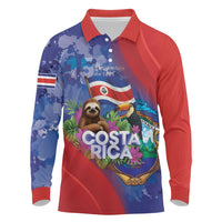 Costa Rica Independence Day Long Sleeve Polo Shirt 204 Years Of Freedom - Wonder Print Shop