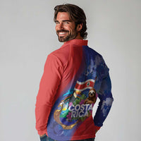 Costa Rica Independence Day Long Sleeve Polo Shirt 204 Years Of Freedom - Wonder Print Shop
