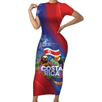 Costa Rica Independence Day Short Sleeve Bodycon Dress 204 Years Of Freedom - Wonder Print Shop