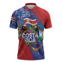 Costa Rica Independence Day Zipper Polo Shirt 204 Years Of Freedom - Wonder Print Shop