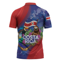 Costa Rica Independence Day Zipper Polo Shirt 204 Years Of Freedom - Wonder Print Shop