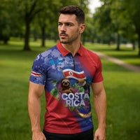 Costa Rica Independence Day Zipper Polo Shirt 204 Years Of Freedom - Wonder Print Shop