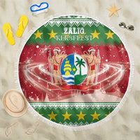Suriname Christmas Beach Blanket Coat Of Arms Zalig Kersfeest - Wonder Print Shop