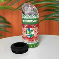 Suriname Christmas 4 in 1 Can Cooler Tumbler Coat Of Arms Zalig Kersfeest - Wonder Print Shop