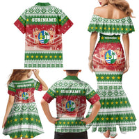 Suriname Christmas Family Matching Mermaid Dress and Hawaiian Shirt Coat Of Arms Zalig Kersfeest - Wonder Print Shop